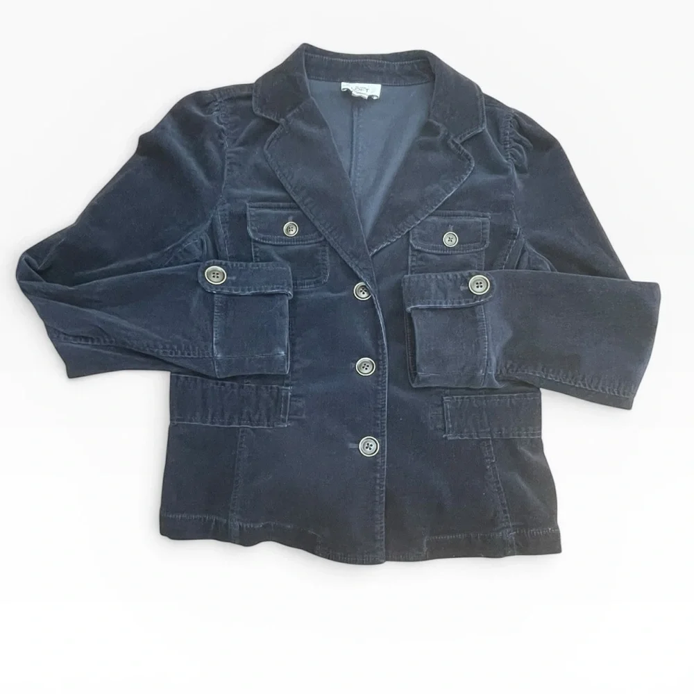 LOFT Navy Corduroy Tailored Blazer size: 8 - Picture 7 of 10